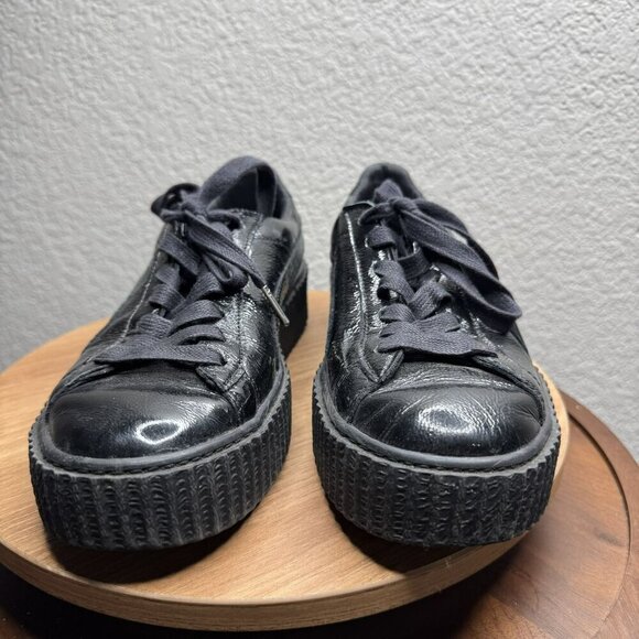 Puma x‎ Fenty By Rihanna Creeper Black patent leather platform Sneakers Size 9.5 - Picture 4 of 9